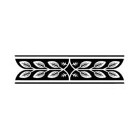 Black White Leaf Border Ornament Minimalist Element vector