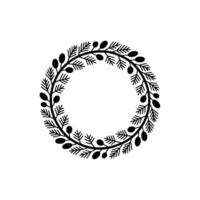 Minimalist Black and White Botanical Wreath vector