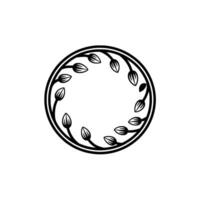 Minimalist Floral Wreath Circle , Elegant Black White, Simple Branding vector