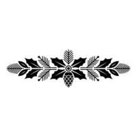 Minimalist Black and White Christmas Border with Holly Pinecone vector