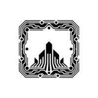 Modern Tech Architecture Circuit Board Cityscape vector