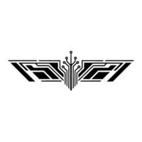 Tech Wing Emblem Circuit Board Abstract , Minimalist, vector
