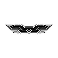 Abstract Circuitry Wing Tech Element, Black White vector