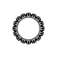 Black White Decorative Circle Frame on White Background Minimalist vector
