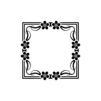Black Floral Frame on White Background vector