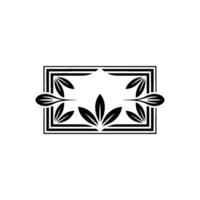 Geometric Leaf in Black and White, Minimalist Floral Frame vector