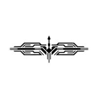 Minimalist Tech Abstract Ornament, Black Geometric on White vector