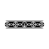 Black and White Decorative Border with Geometric and Floral Elements vector