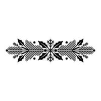 Festive Black and White Border Ornament Snowflake and Holly Pattern, Decorative vector