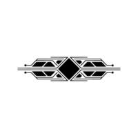 Abstract Geometric Art Deco Ornament, Black on White, vector
