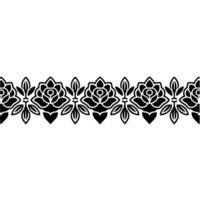 Black Rose Floral Border on White, Elegant Element vector