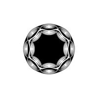 Minimalist Circular Ornament with Abstract Leaf Motif, Black and White vector