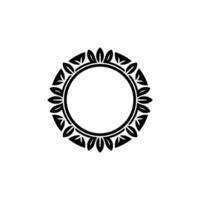 Elegant Black White Circular Leaf Frame for Invitations vector