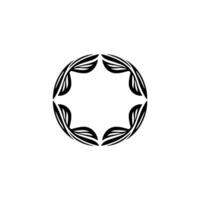 Minimalist Black Leaf Motif on White Elegant Element vector