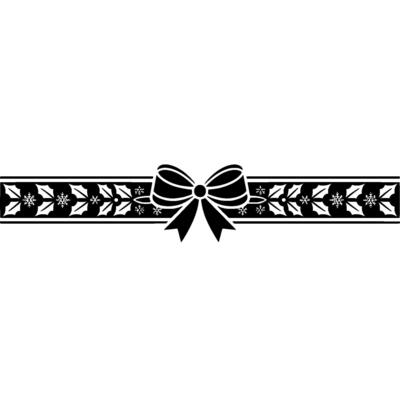 Elegant Christmas Bow and Border on White Background