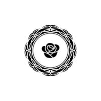 Elegant Rose in Decorative Frame on Neutral Background vector