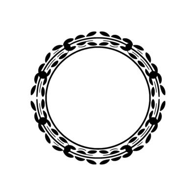 Black Floral Circle Frame on Light Gray Background