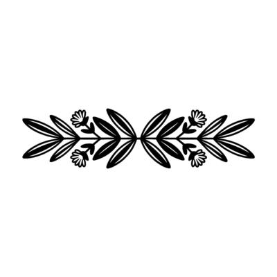 Elegant Botanical Border Element, Black Ink on White, Minimalist