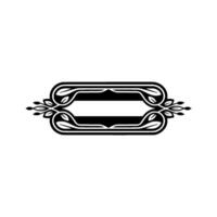 Decorative Rectangular Frame with Leaf Accents, Black and White, vector