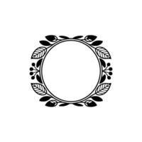 Minimalist Floral Wreath Frame Boho Element on Cream Background vector