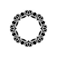 Elegant Black White Ornamental Circular Frame on Light Background vector