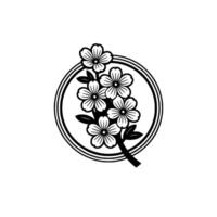 JapaneseInspired Floral Circle Simple, Clean vector