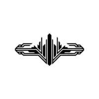 Abstract Cityscape Geometric Black on White vector