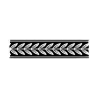 Elegant Laurel Leaf Border, Black and White Ornament, Isolated on White vector