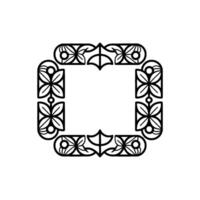 Art Deco Style Floral Frame, Black and White Border vector