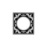 Elegant Black and White Ornament with Blank Circle Frame vector