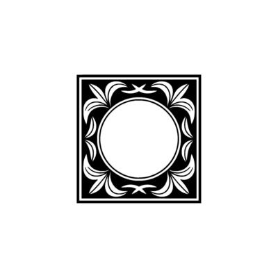 Elegant Black and White Ornament with Blank Circle Frame