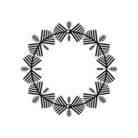 Minimalist Snowflake Wreath on White, Winter vector