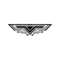 Tech Wing Minimalist Circuit Board , Black White, Abstract vector