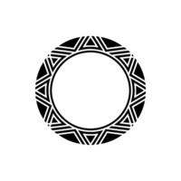 Geometric Circle Frame with Abstract AztecInspired Minimalist Black White vector