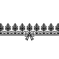 Festive Line Art Christmas Trees and Bow with Minimalist Style vector