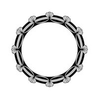 Elegant Floral Circle Frame Black and White Decorative Element vector