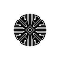 Geometric Black Mandala with Light Rays on White Background vector