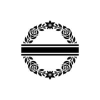 Elegant Black Floral Wreath with Text Space, Minimalist vector