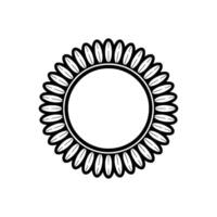 Minimalist Sunflower Circle Frame in Black and White, Clean , for elements vector