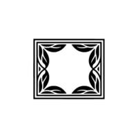 Elegant Black Leaf Frame on White, Minimalist Floral vector