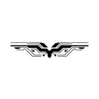 Techy Wing Abstract Circuitry Element on White vector