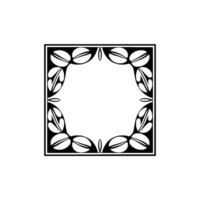 Ornate Black and White Frame, Geometric Floral on a Square vector