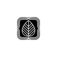 Minimalist Leaf in Bracket Frame, Black and White vector