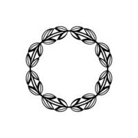 Elegant Black Leaf Circle Frame on Light Gray Background vector