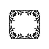 Floral Frame with Initials Elegant Black White vector