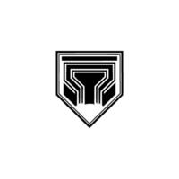 Geometric Shield , Modern Minimalist in Black and White vector