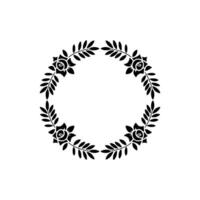 Elegant Black Floral Wreath on White Background 1 vector