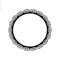 Elegant Circular Frame with Leaf Motif Black and White Illustration vector