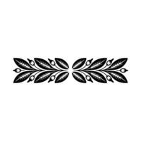 Minimalist Botanical Border Element Black Leaves Berries on White vector