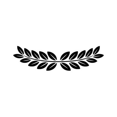 Black Laurel Wreath on White Minimalist , Emblem, Element